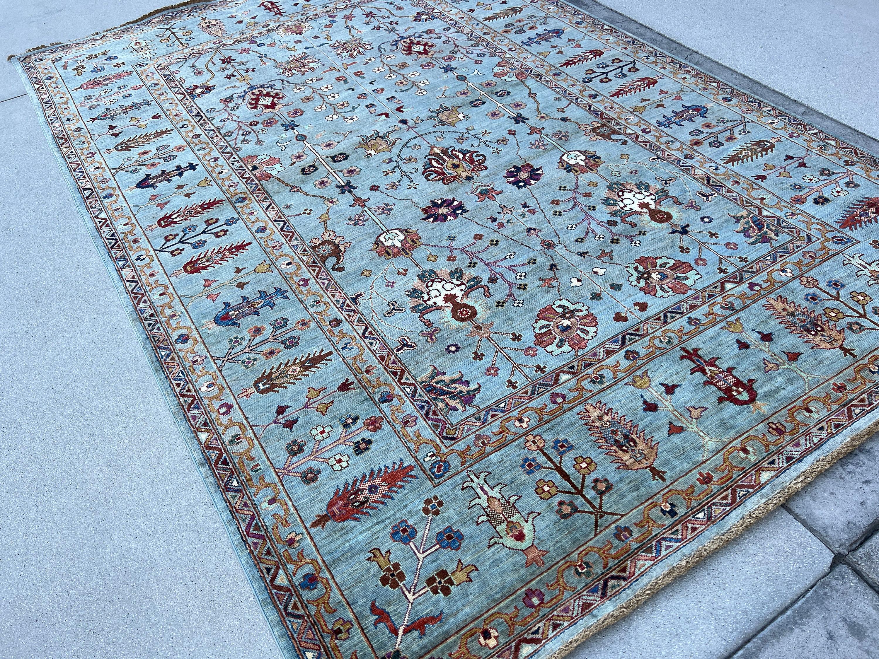 Contemporary 7x10 Hand-Knotted Afghan Rug Premium Hand-Spun Afghan Wool Fair Trade For Sale