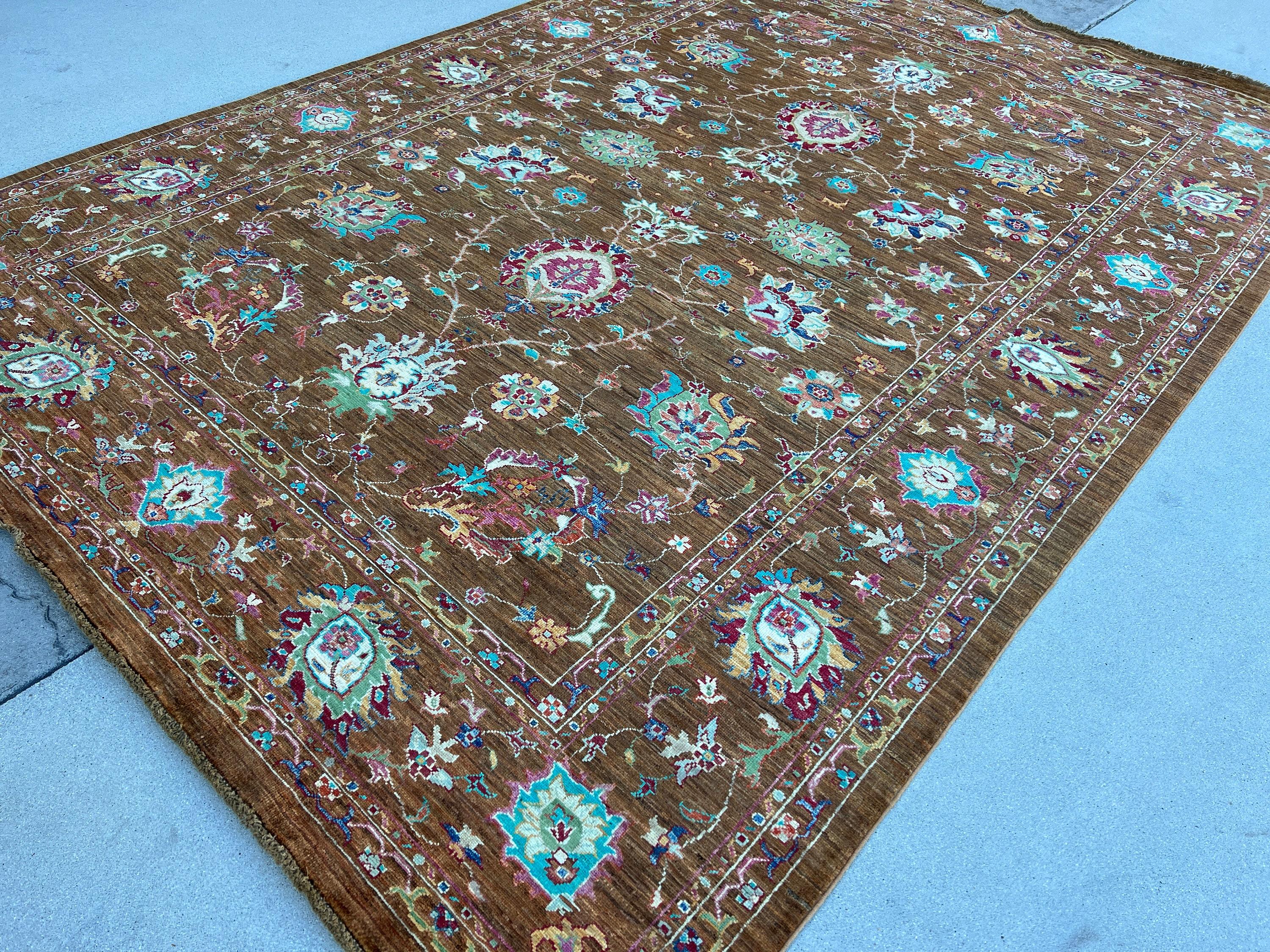 Contemporary 7x10 Hand-Knotted Afghan Rug Premium Hand-Spun Afghan Wool Fair Trade For Sale