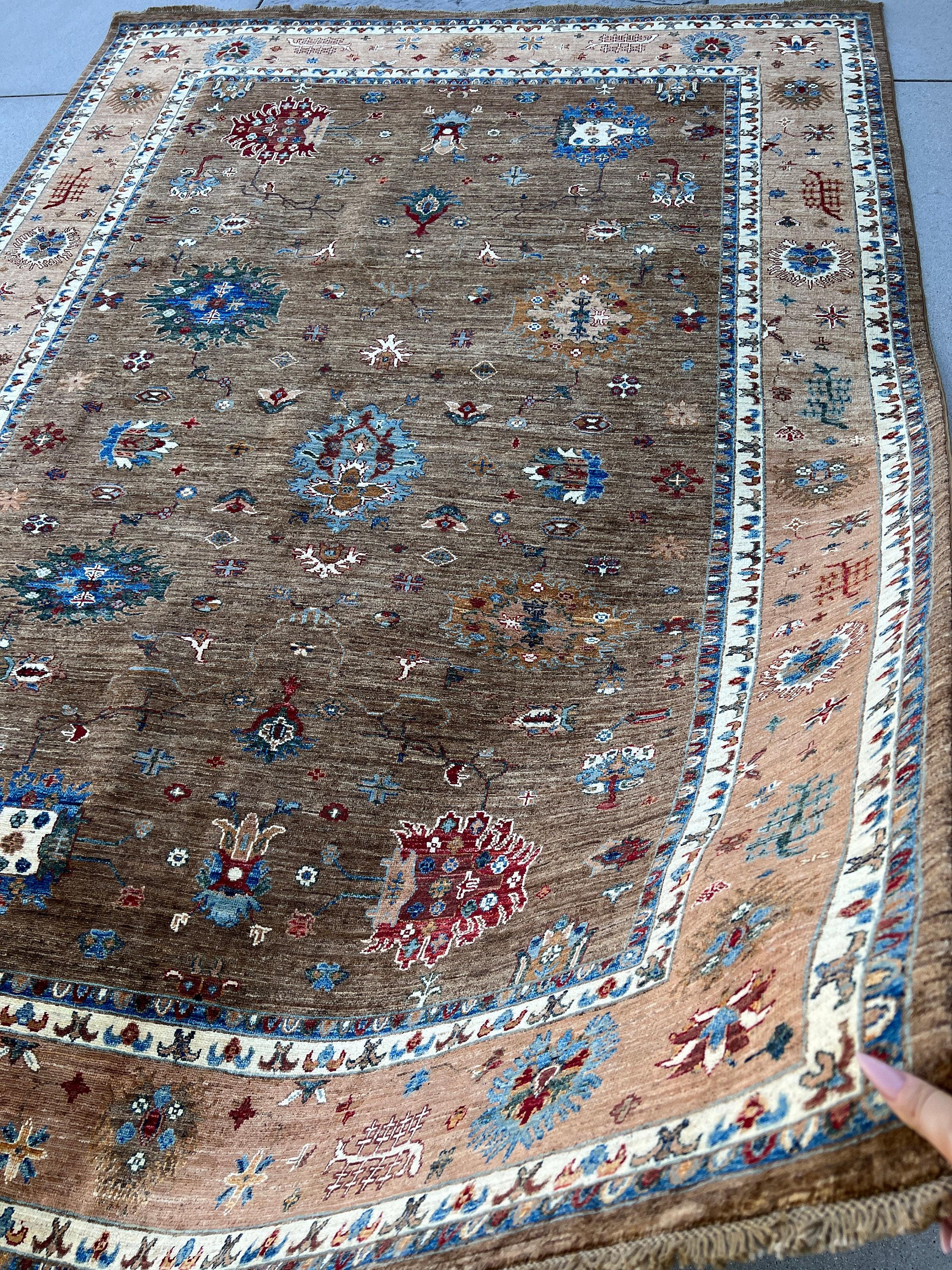 7x10 Hand-Knotted Afghan Rug Premium Hand-Spun Afghan Wool Fair Trade For Sale 1