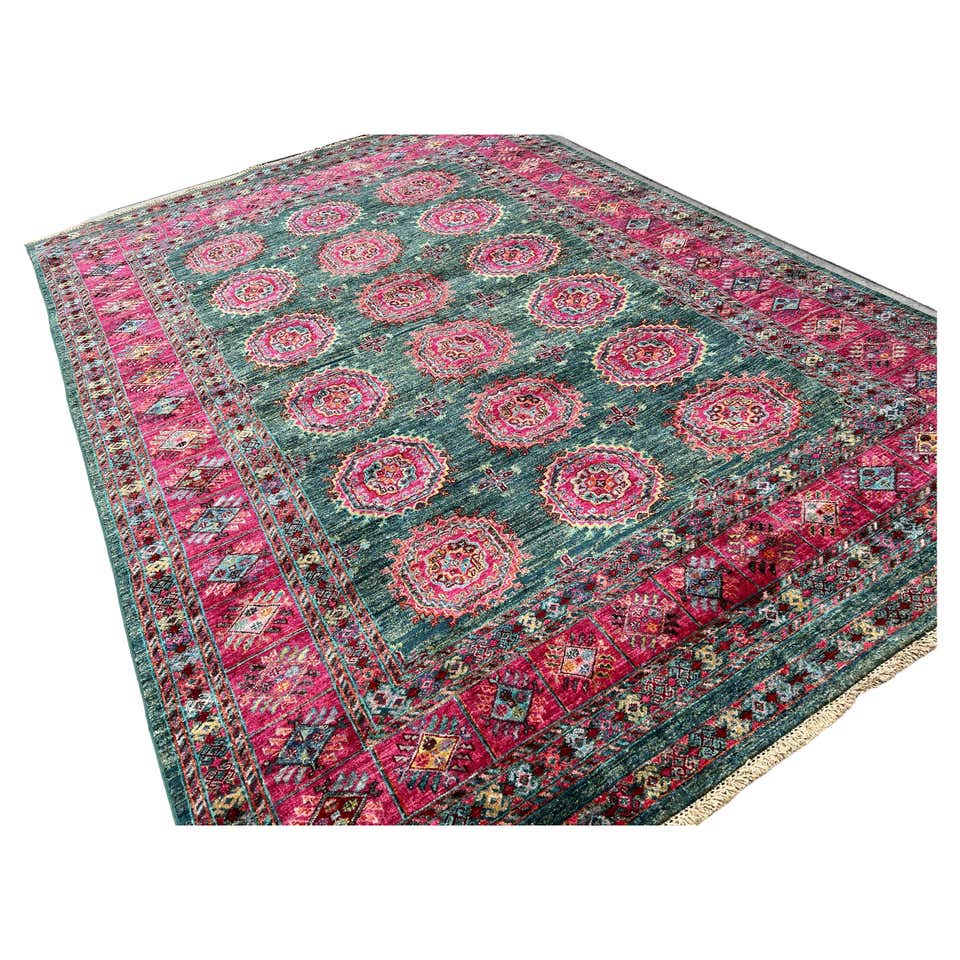 Abstract Hand-Knotted Afghan Rug Premium Hand-Spun Afghan Wool Fair ...