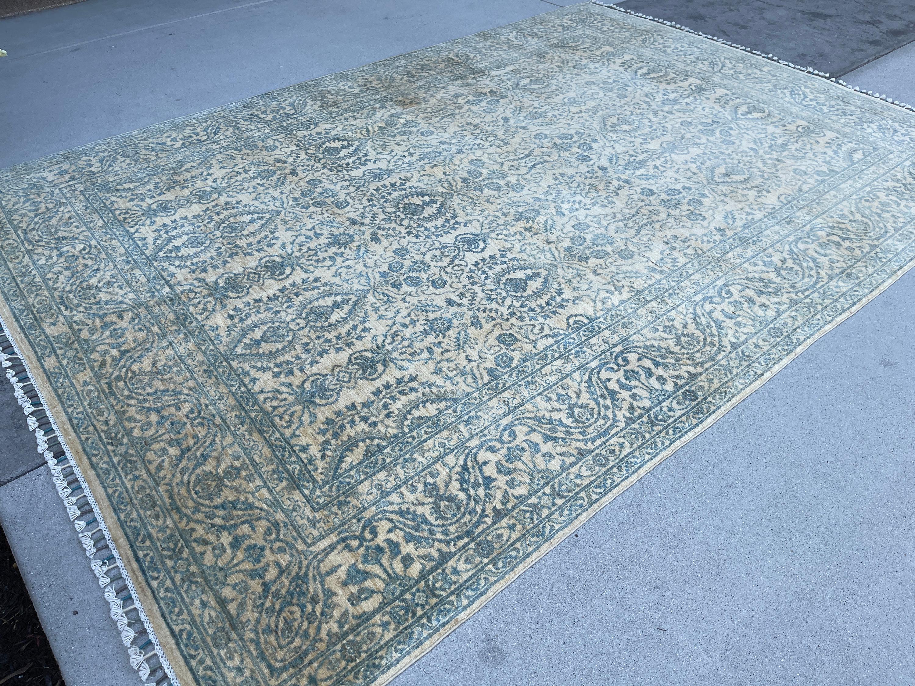 Contemporary Hand-Knotted Muted Afghan Rug Premium Hand-Spun Afghan Wool Fair Trade For Sale