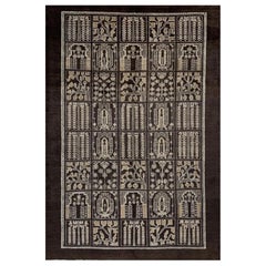 7x10 Hand-Knotted Shiraz Wool Area Rug with Geometric Design