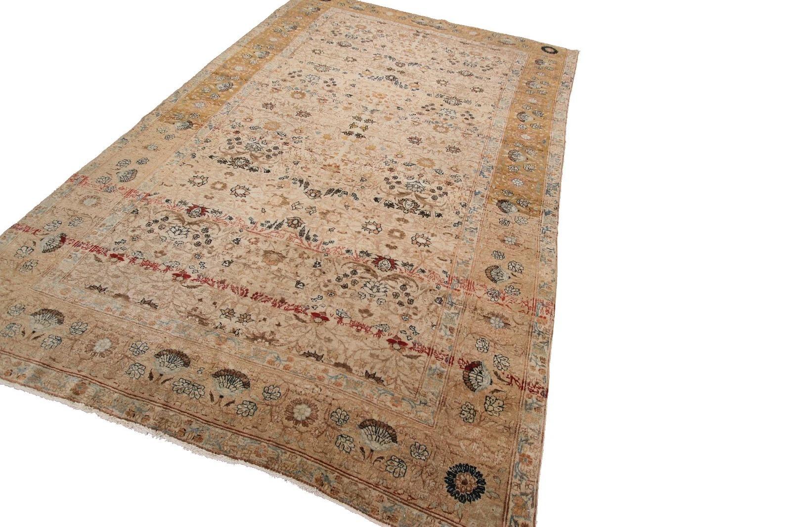 Vittoriano 7x10 Raro Tappeto antico persiano Haji Jalili 216cmx312cm Fine Avorio Floreale c.C. in vendita