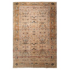 7x10 Raro Tappeto antico persiano Haji Jalili 216cmx312cm Fine Avorio Floreale c.C.