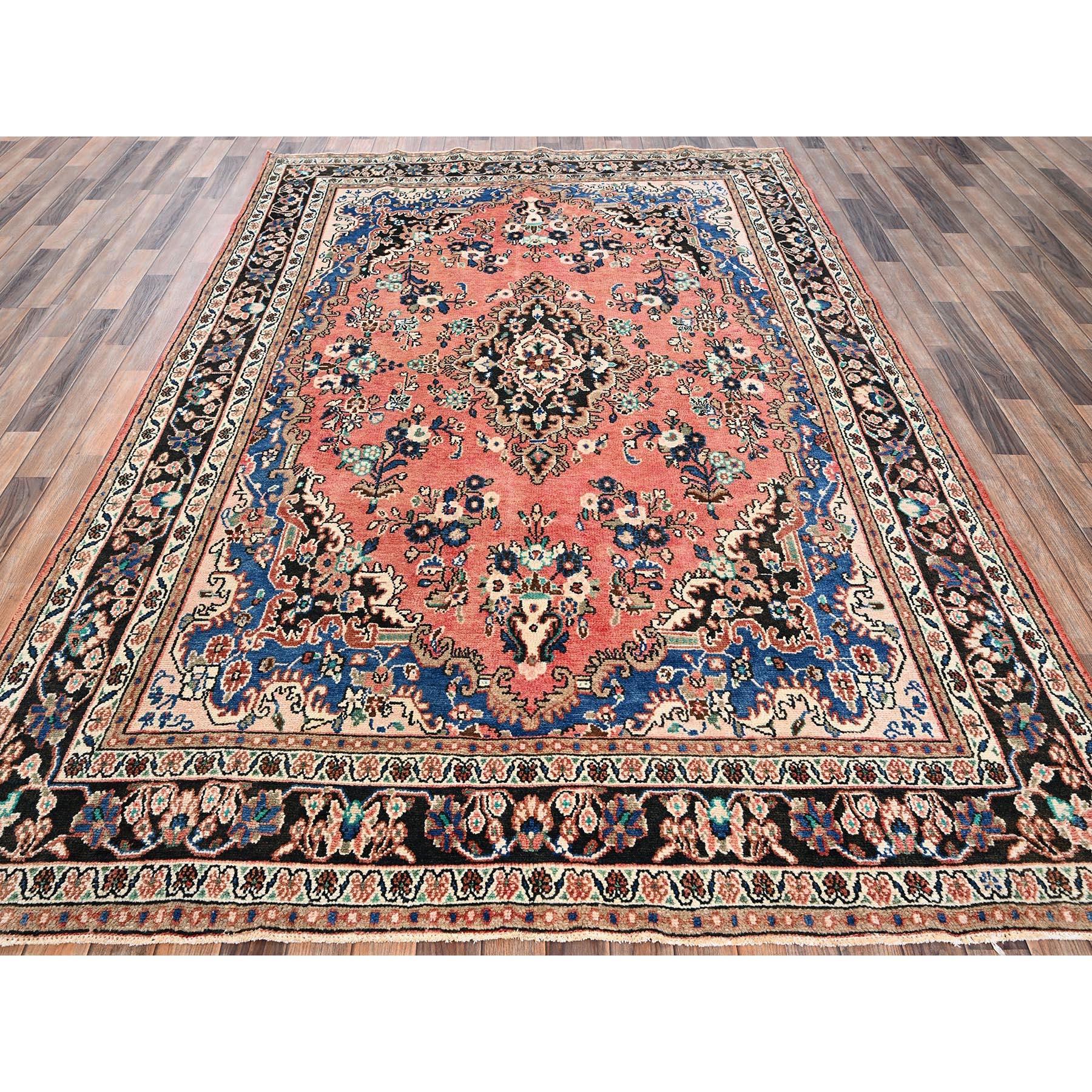 Rose Pink, Vintage Persian Bibikabad, Clean and Soft, Full Pile, 100% Wool, Hand Knotted, Sides and Ends Secured, Oriental Rug
Primary materials: Wool
Latex: No Pile 
height: 0.25 Inches
Style: Traditional
Primary color: Pink
Secondary colors: