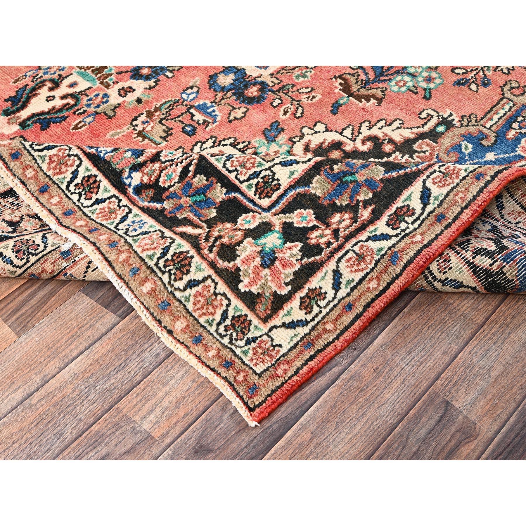 7'x10' Rose Pink Vintage Persian Bibikabad Hand Knotted Soft Wool Clean Rug (Wolle) im Angebot