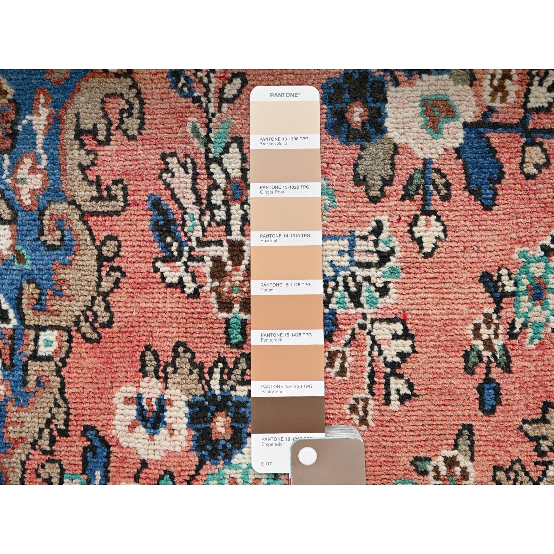 7'x10' Rose Pink Vintage Persian Bibikabad Hand Knotted Soft Wool Clean Rug im Angebot 1