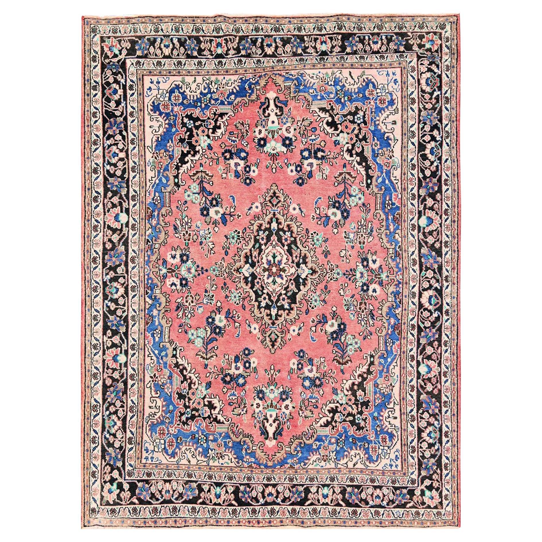 7
x10
Rose Pink Vintage Persian Bibikabad Hand Knotted Soft Wool Clean Rug