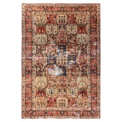 7'x10' Rust Vintage Zoroastrian Hand Knotted Pure Wool Worn Down Oriental Rug