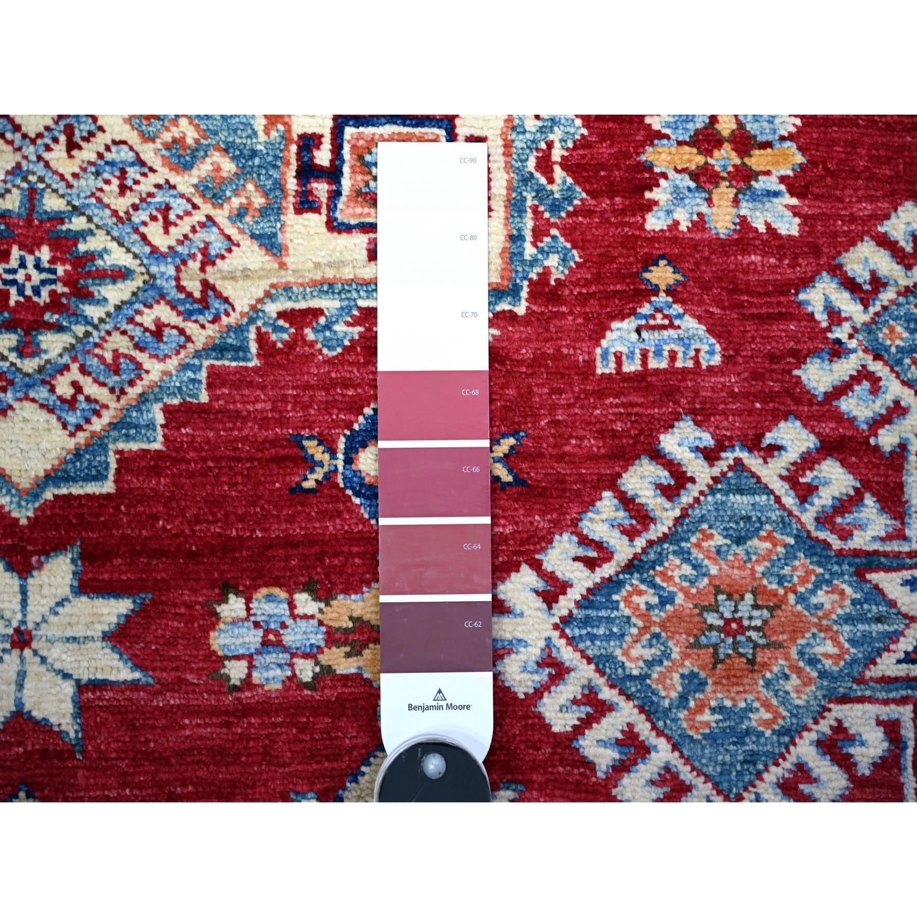 Kazako 7'x10' Upsdell Red Hand Knots Rugs Afghan Super Kazak Soft Wool Oriental Rug in vendita