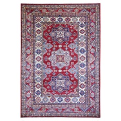 7'x10' Upsdell Alfombra Oriental Roja Anudada a Mano Afgana Super Kazak Lana Suave