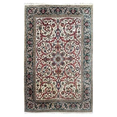 7x10 Vintage Fine Persian Tabriz Rug Rare Hand Knotted Carpet Beige 213cmx305cm