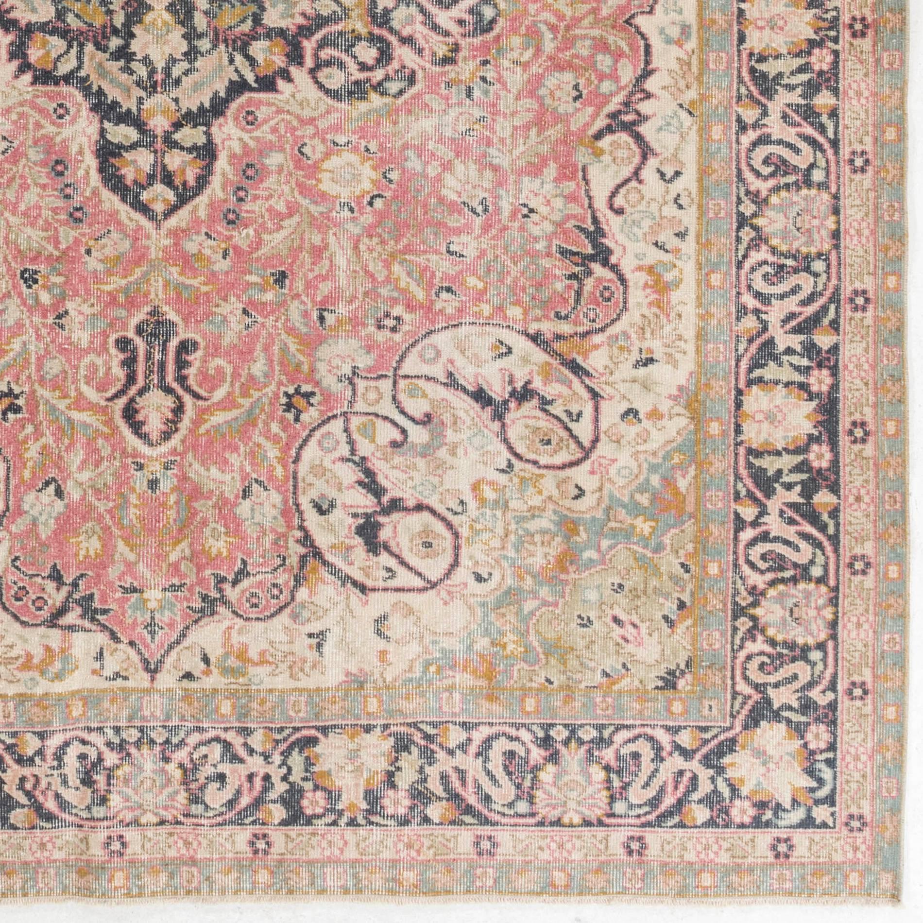 7x10 Ft Fine Semi-Antique Hand-Knotted Turkish Wool Rug in Soft Colors  In Good Condition For Sale In Philadelphia, PA