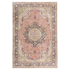 7x10 Ft Fine Semi-Antique Hand-Knotted Turkish Wool Rug in Soft Colors 
