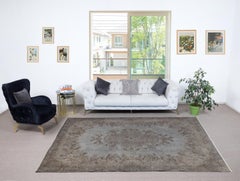 7x10.2 Ft Gray Overdyed Area Rug, Handknotted and Handwoven in Turkey