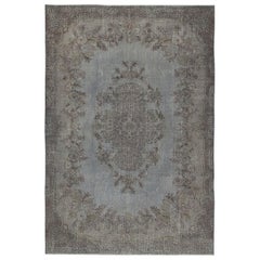 Tappeto d
area grigio sovratinto 7x10.2 Ft, annodato e tessuto a mano in Turchia