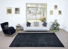 7x10.2 Ft Modern Black Area Rug, Handwoven and Handknotted in Isparta, Turkey