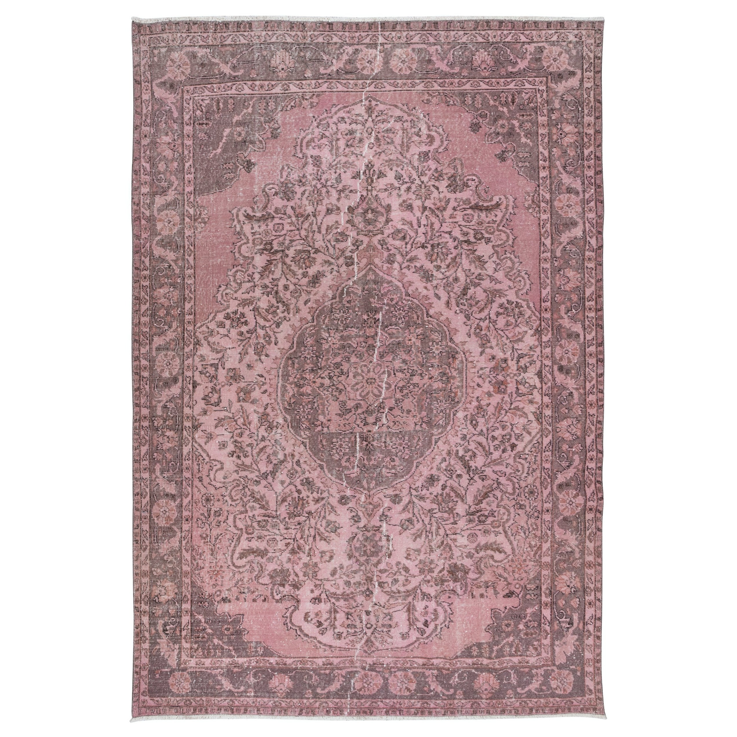 7x10.2 Ft One-of-a-Kind Contemporary Handmade Türkische Wolle Bereich Teppich in Soft Pink