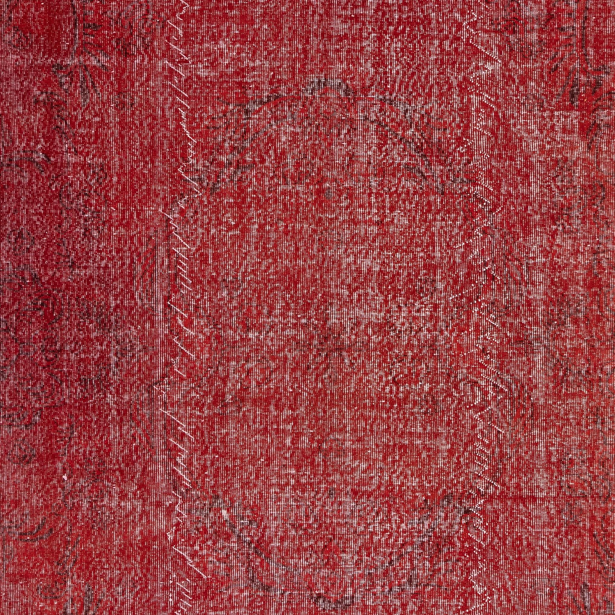 7x10.2 Ft Rot Türkisch Bereich Teppich für Schlafzimmer. Handgefertigter Vintage-Teppich für das Wohnzimmer (Handgeknüpft) im Angebot