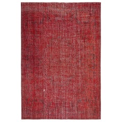 7x10.2 Ft Rot Türkisch Bereich Teppich für Schlafzimmer. Handgefertigter Vintage-Teppich für das Wohnzimmer