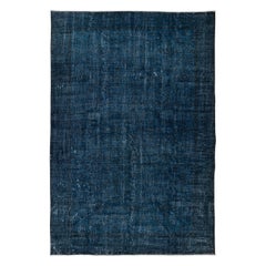 Tappeto blu reale fatto a mano dalla Turchia, tappeto solido blu navy sovratinto