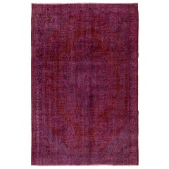 7x10.2 Pies Alfombra Vintage de Lana Turca Teñida a Mano en Rojo Borgoña