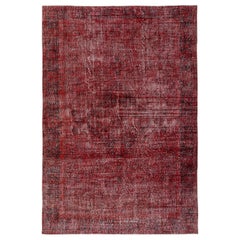 7x10.3 Ft Handgefertigter türkischer Teppich. Vintage Rot überfärbt Bereich Teppich für Wohnzimmer