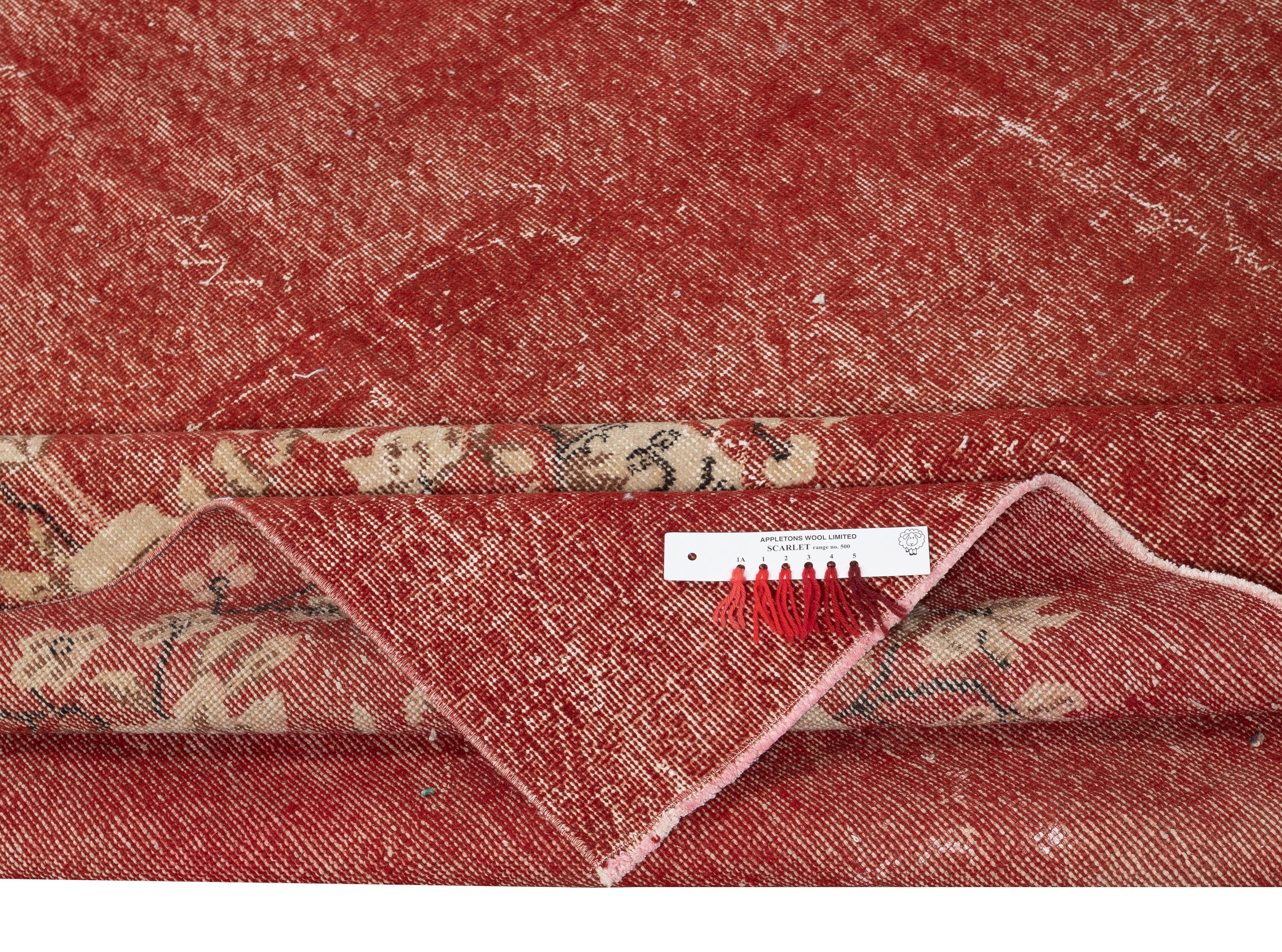 Modern 7x10.3 Ft One-of-a-pair Vintage Hand-Knotted Chinese Art Deco Design Red Rug For Sale