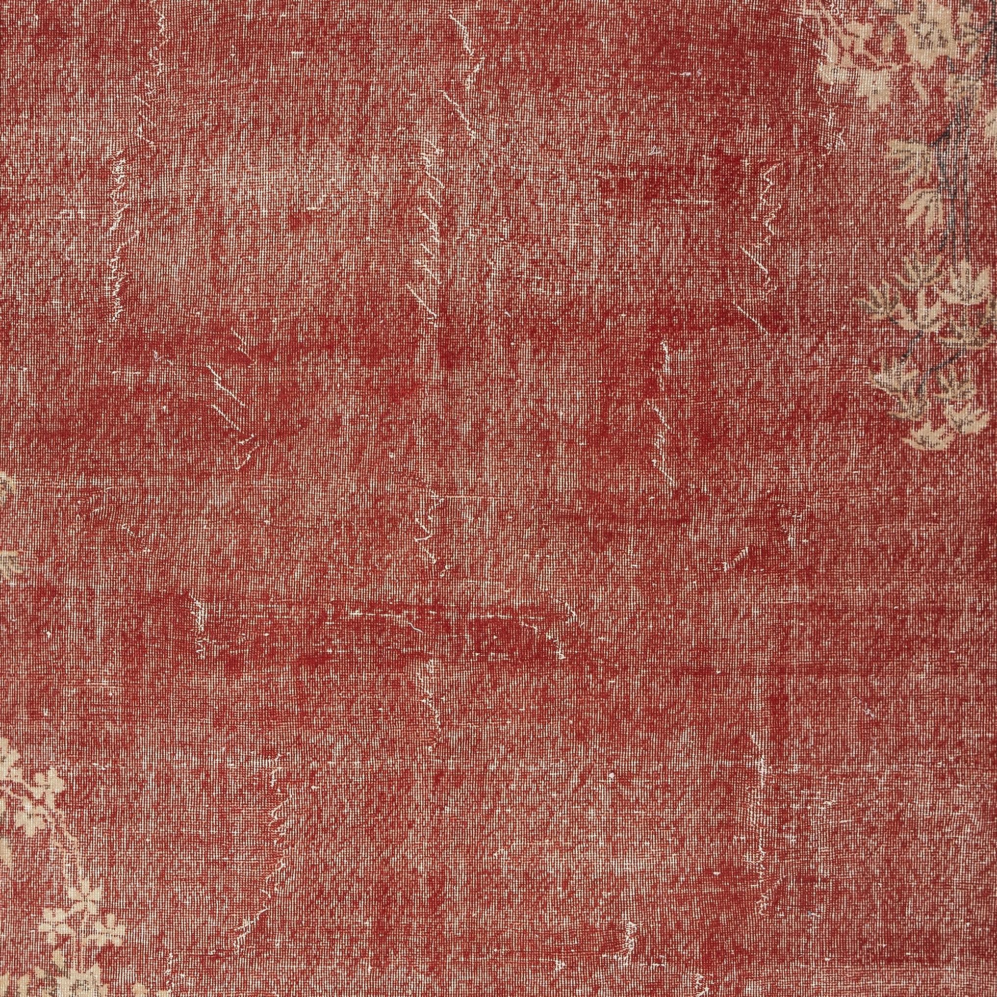 Turkish 7x10.3 Ft One-of-a-pair Vintage Hand-Knotted Chinese Art Deco Design Red Rug For Sale