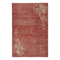 7x10.3 Ft One-of-a-pair Vintage Hand-Knotted Chinese Art Deco Design Red Rug