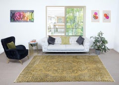 7x10.3 Ft Vintage Handmade Area Rug for Living Room. Sun Faded Turkish Carpet