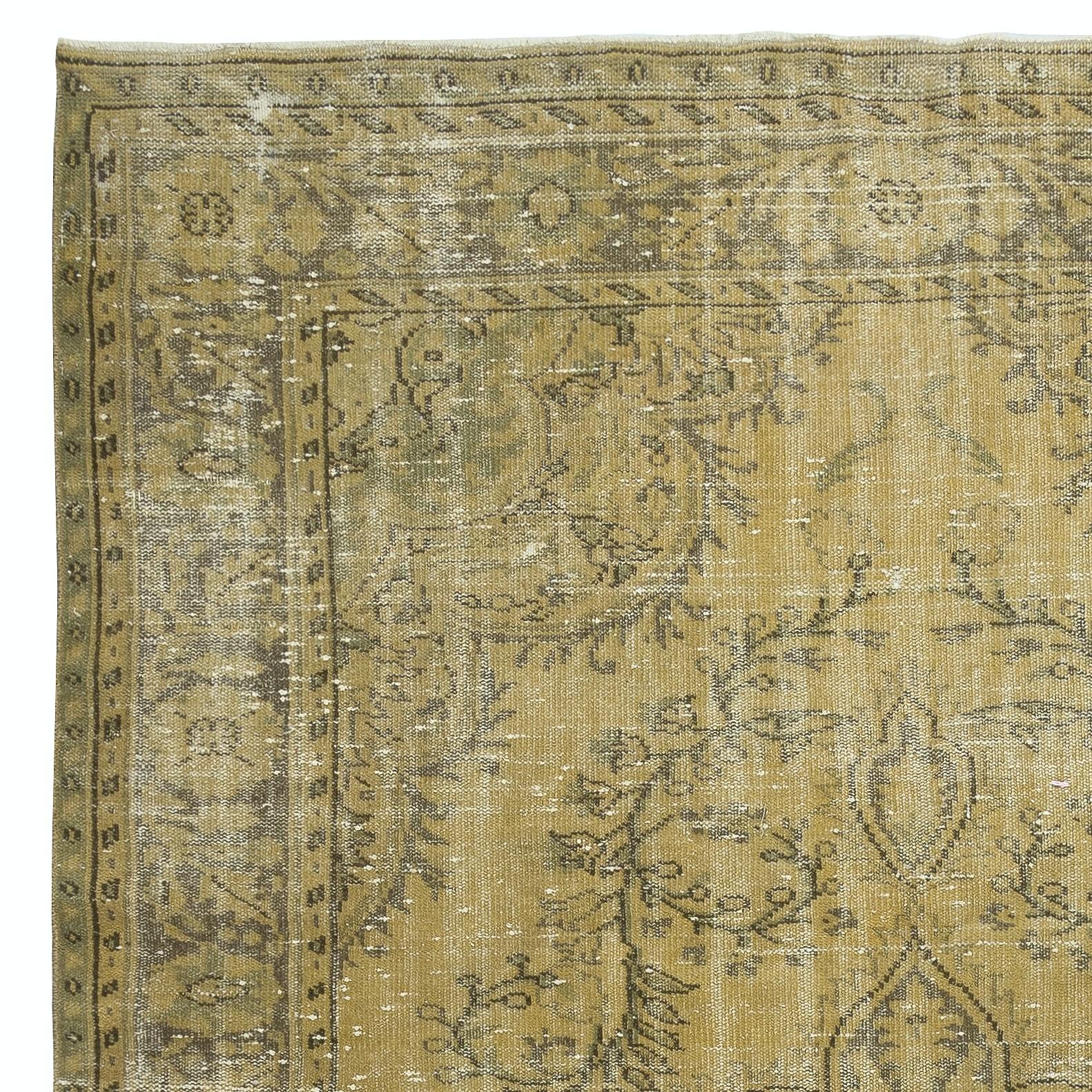 Hand-Knotted 7x10.3 Ft Vintage Handmade Area Rug for Living Room. Sun Faded Turkish Carpet For Sale