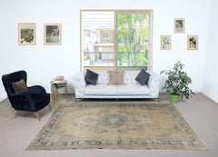 7x10.3 Ft handgefertigter türkischer Teppich im Vintage-Stil für Rustikaler, Landhaus- und Bauernhaus-Dekor