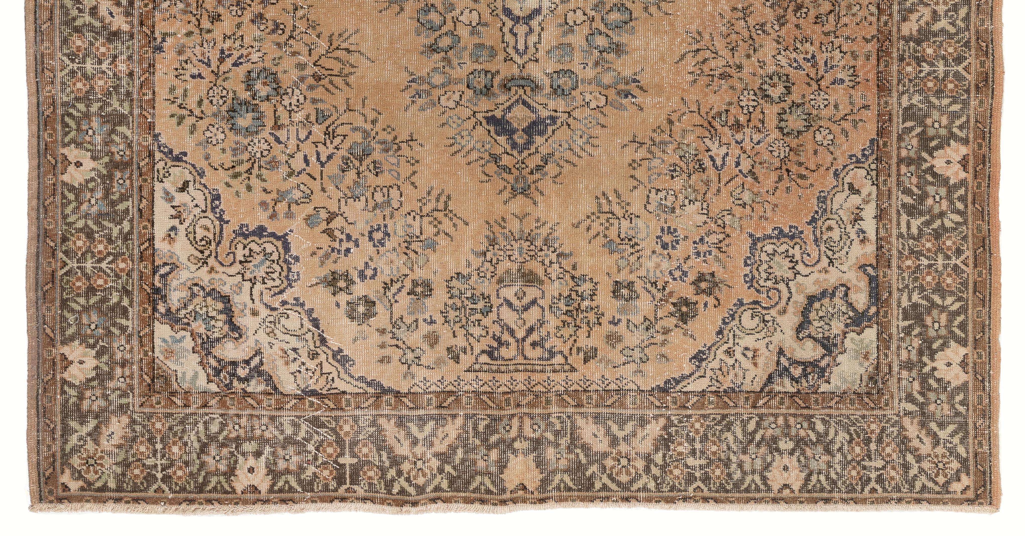 peach and teal rug