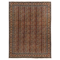 7'x10'4" Antiker persischer Ghom-Teppich aus roter 100% Wolle, Abend getragen, handgeknüpft, 1930er Jahre