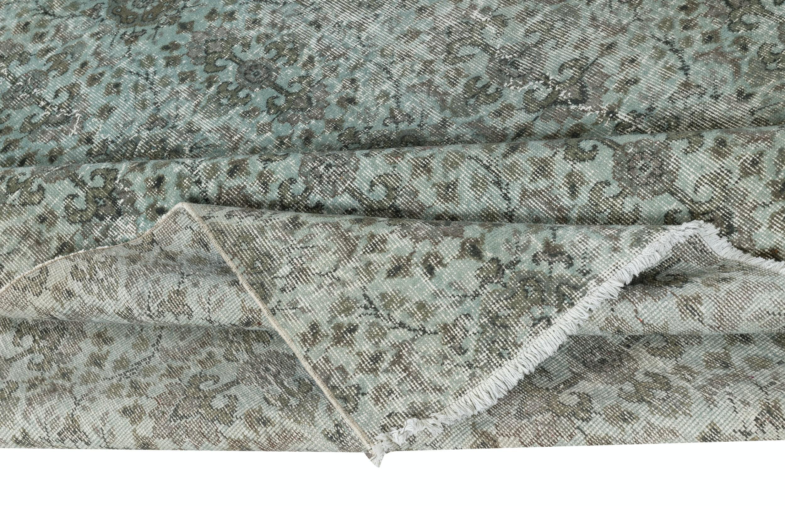 Moderno Tappeto per l'area blu chiaro in lana sovratinta 7x10,4 Ft. Tappeto grande dal design floreale moderno in vendita