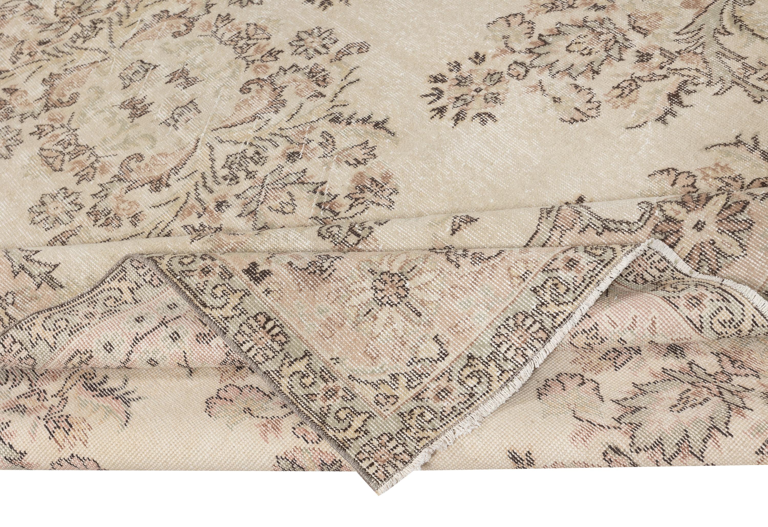 7x10.4 Ft Vintage Beige Handmade Wolle Teppich für Bauernhaus, Landhaus & Landhaus (Türkisch) im Angebot