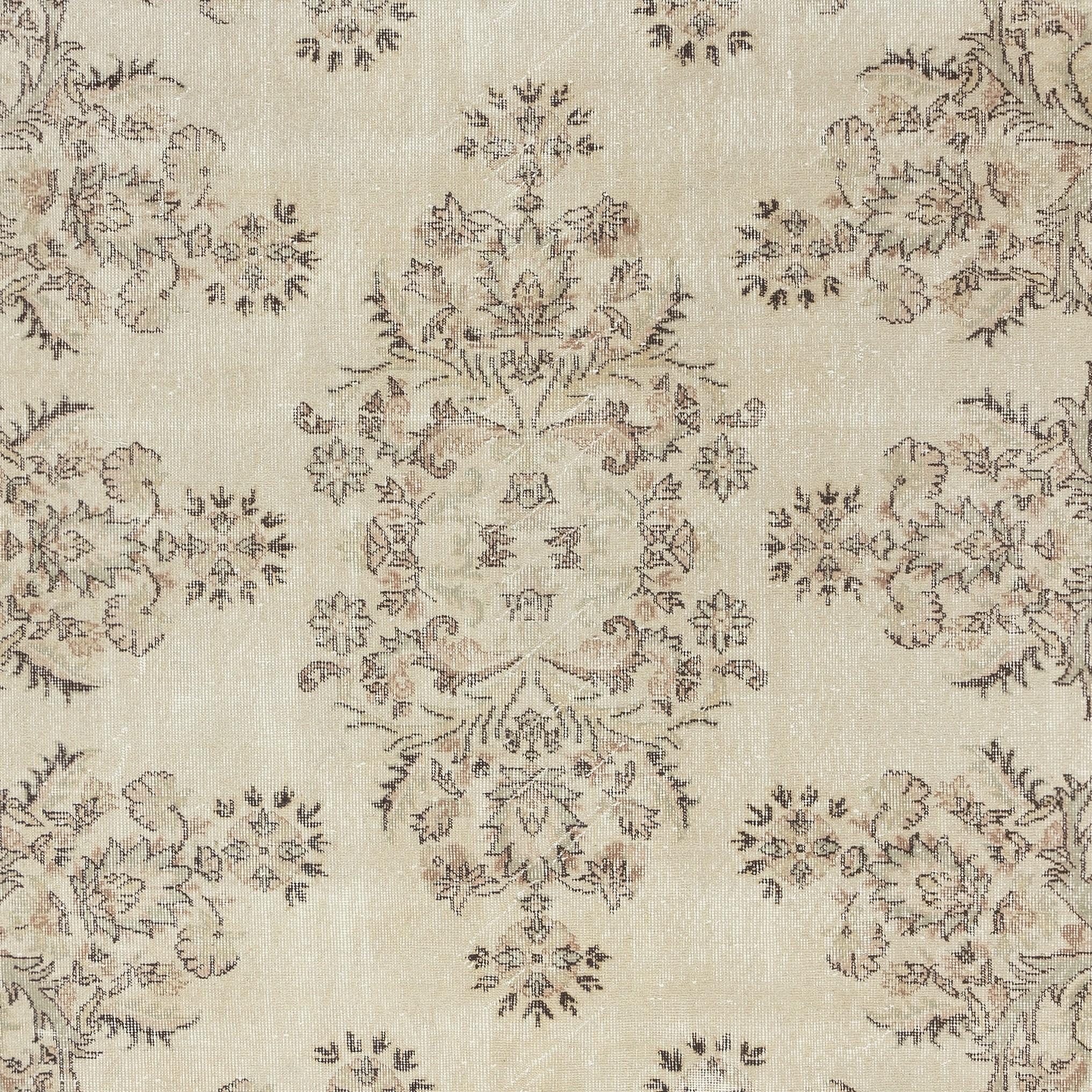 7x10.4 Ft Vintage Beige Handmade Wolle Teppich für Bauernhaus, Landhaus & Landhaus (Handgeknüpft) im Angebot