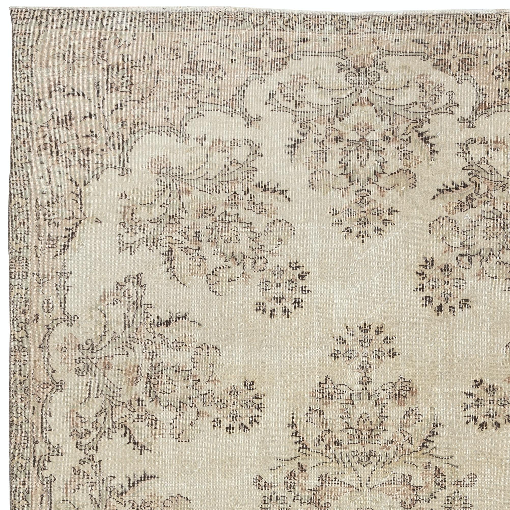 7x10.4 Ft Vintage Beige Handmade Wolle Teppich für Bauernhaus, Landhaus & Landhaus im Zustand „Gut“ im Angebot in Spring Valley, NY