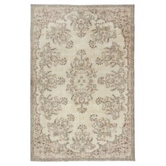 7x10.4 Ft Vintage Beige Handmade Wool Rug for Farmhouse, Cottage & Country House