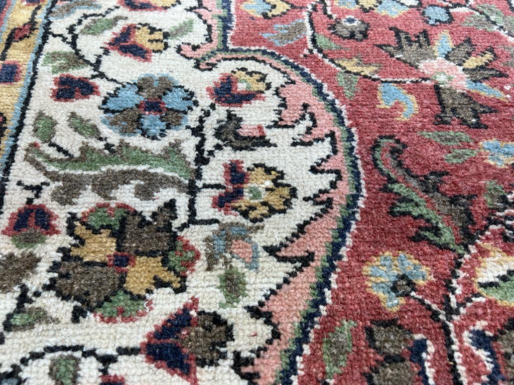 7x10.4 Ft Vintage Handmade Turkish Room Size Rug in Red & Blue with Wool Pile For Sale 4