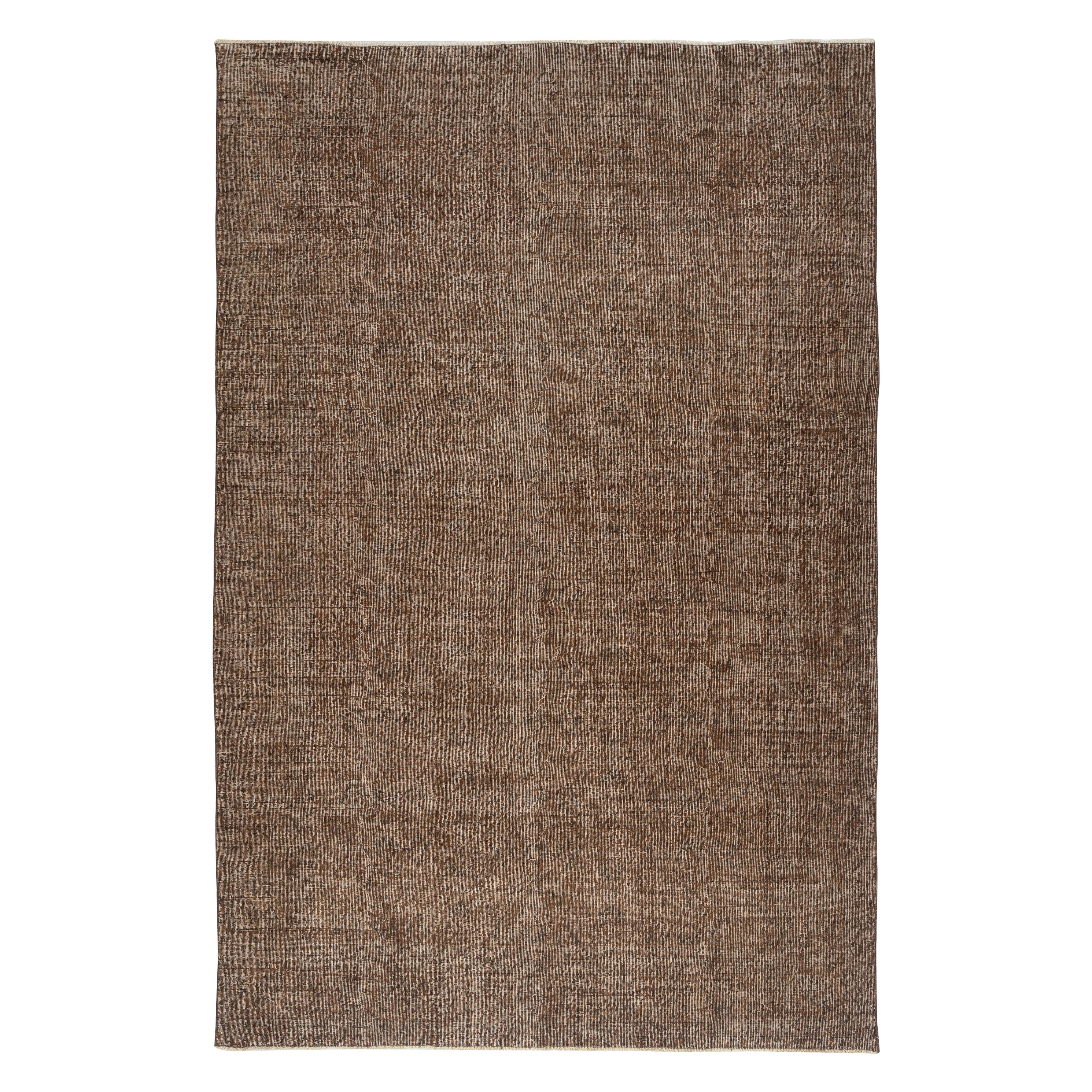 7x10.5 Ft Brown Overdyed Handmade Rug. Vintage Turkish Area Rug für Wohnzimmer