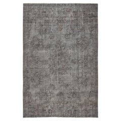 7x10.5 Ft Gray Overdyed Vintage Rug für moderne Interieurs. Handgeknüpft in der Türkei