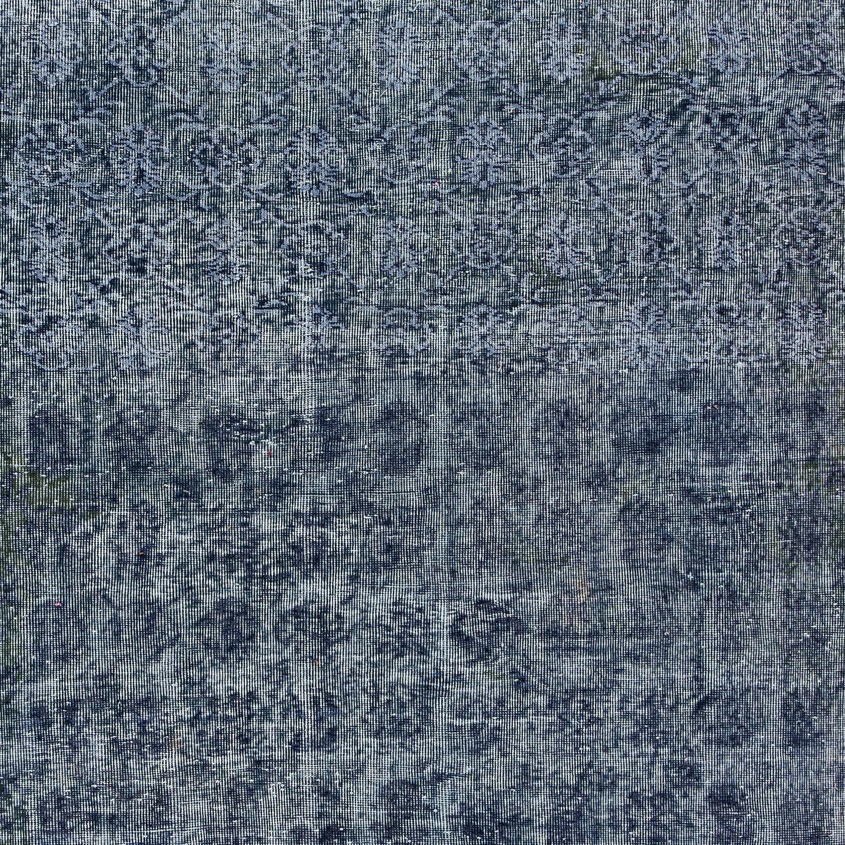7x10.5 Ft Handmade Turkish Wool Area Rug in Navy Blue for Modern Interiors In Good Condition For Sale In Spring Valley, NY