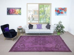7x10.5 Ft Modern Purple Color Rug, Handmade Turkish Carpet, Bohemian Home Decor