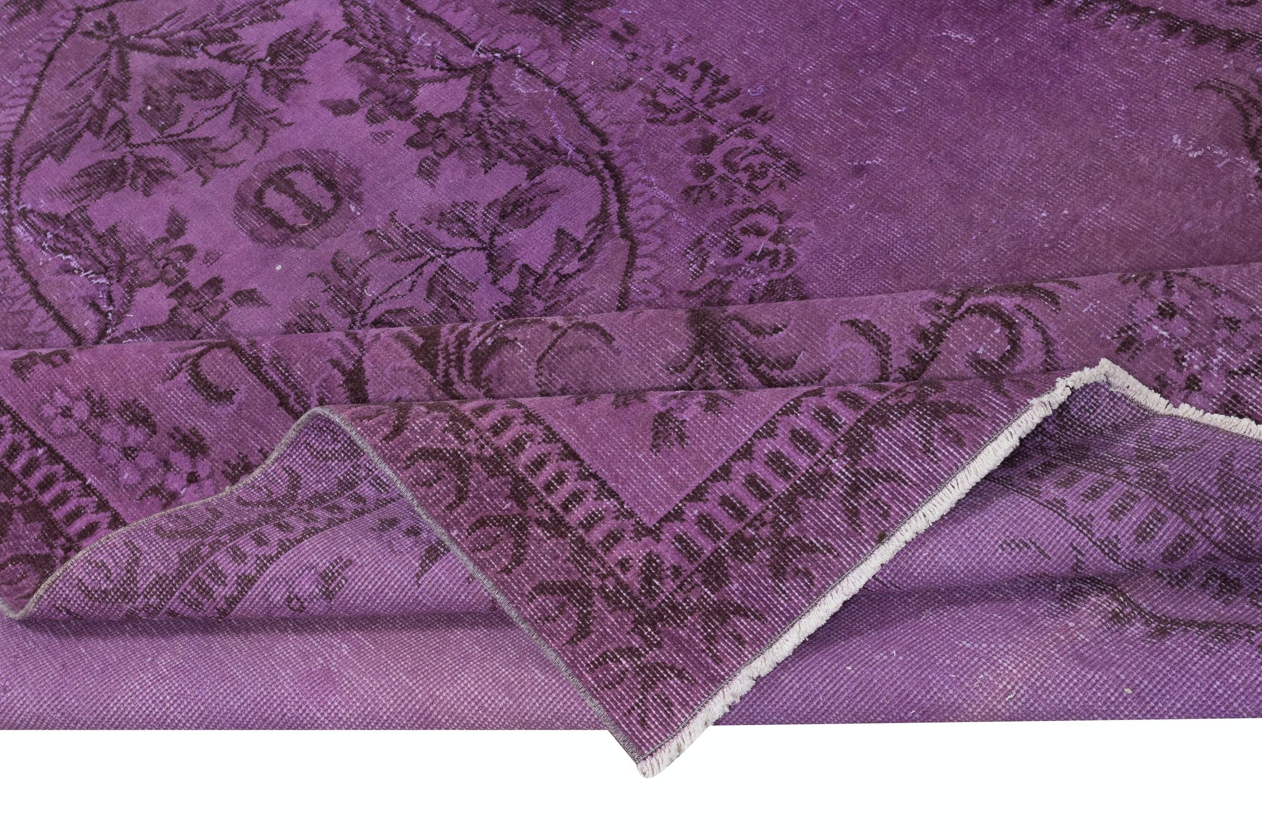 7x10,5 Ft Moderner lilafarbener Teppich, handgefertigter türkischer Teppich, böhmischer Wohndekor (Türkisch) im Angebot