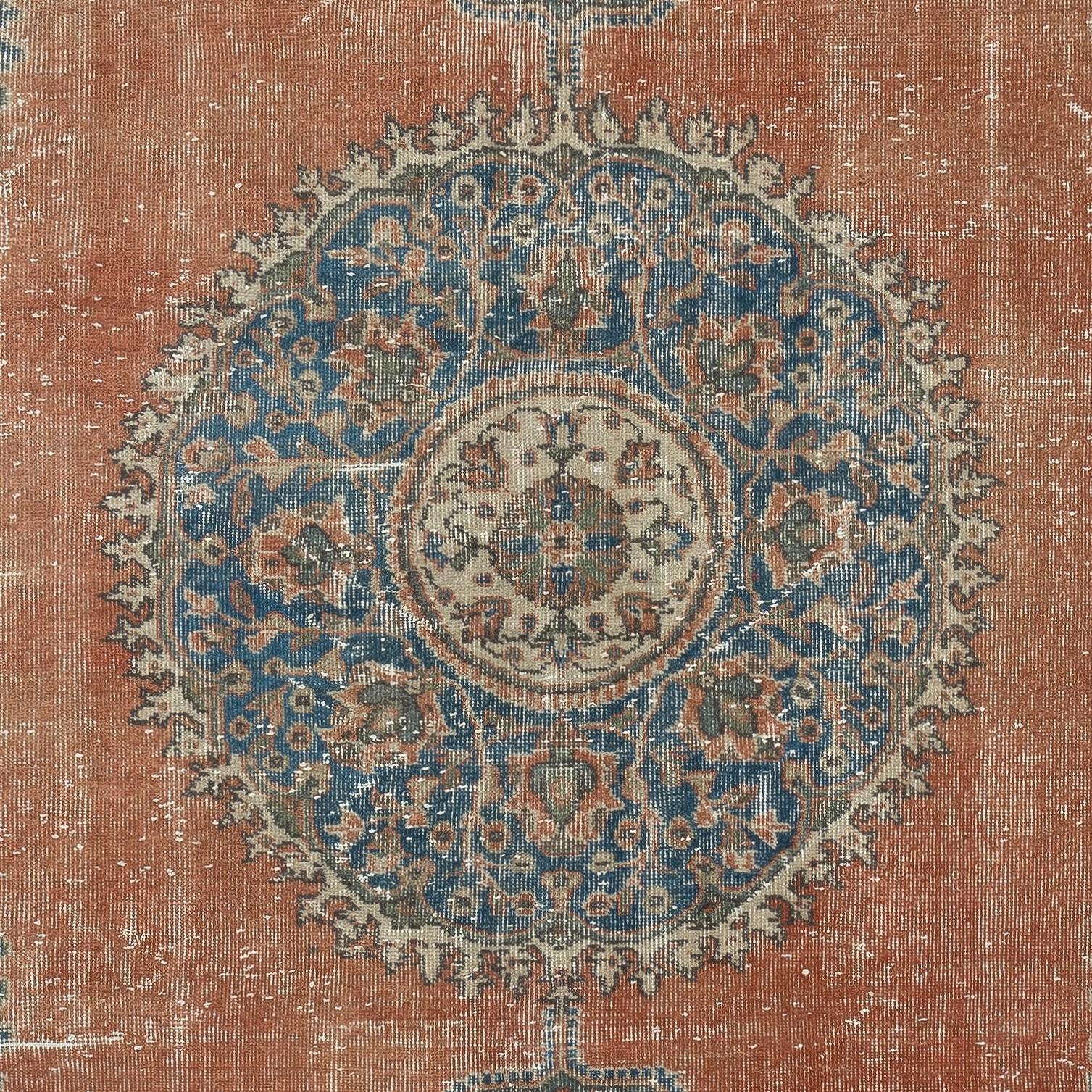 7x10,5 Ft Einzigartiger traditioneller handgefertigter türkischer Vintage-Teppich aus Wolle (Handgeknüpft) im Angebot