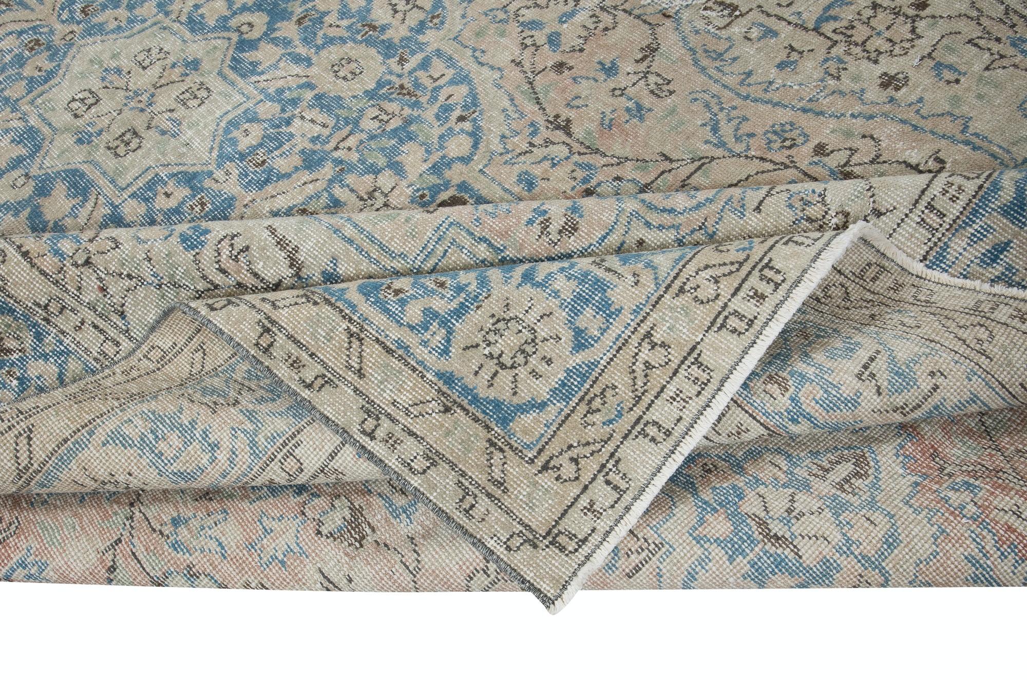 Oushak 7x10.5 Ft Unique Anatolian Rug, Ca 1950, Handmade Wool Carpet in Muted Colors en vente