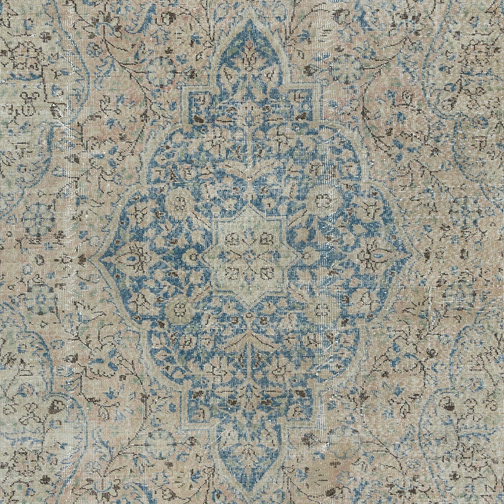 Hand-Knotted 7x10.5 Ft Unique Anatolian Rug, Ca 1950, Handmade Wool Carpet in Muted Colors For Sale