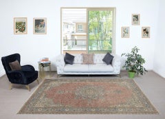 7x10.5 Ft Vintage Handmade Wool Area Rug. One of a kind Turkish Carpet